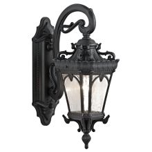 Tournai Single Light 18" Tall Outdoor Wall Sconce with Seedy Glass Panels