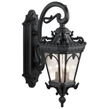 Tournai 3 Light 29" Wide Outdoor Wall Sconce with Seedy Glass Shades