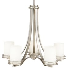 Hendrik 5 Light 25" Wide Single Tier Chandelier with Satin Etched Glass Shades