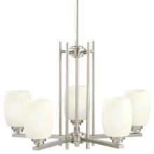 Eileen 5 Light 24" Wide LED Chandelier with Satin Etched Cased Opal Shades