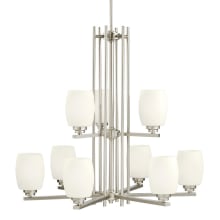 Eileen 9 Light 30" Wide LED Chandelier with Satin Etched Cased Opal Shades