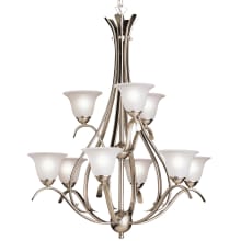 Dover 9 Light 28" Wide 2-Tier Chandelier with Etched Glass Shades