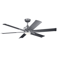 60" Indoor / Outdoor Ceiling Fan with Blades, Light Kit, Downrod and Wall Control