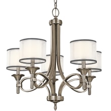 Lacey 5 Light 25" Wide Chandelier with Organza Shades and Diffusers