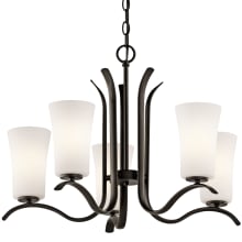 Armida 5 Light 25" Wide Chandelier with Satin Etched White Shades