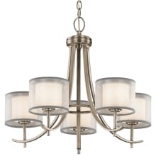 Tallie Bronze 5 Light 24" Wide Chandelier with Organza Shades and Diffusers