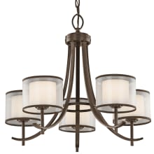 Tallie Bronze 5 Light 24" Wide Chandelier with Organza Shades and Diffusers