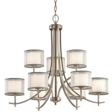 Tallie Bronze 9 Light 32" Wide Chandelier with Organza Shades and Diffusers