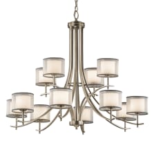 Tallie Bronze 12 Light 42" Wide Chandelier with Organza Shades and Diffusers
