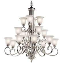 Monroe 16 Light 45" Wide Chandelier with Etched Glass Shades