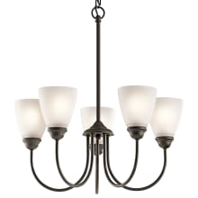 Jolie 5 Light 22" Wide LED Chandelier with Satin Etched Shades