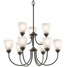 Jolie 9 Light 28" Wide LED Chandelier with Satin Etched Shades