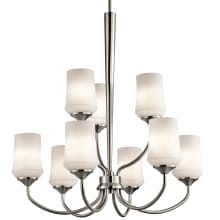 Aubrey 9 Light 29" Wide LED Chandelier with Satin Etched Cased Opal Shades