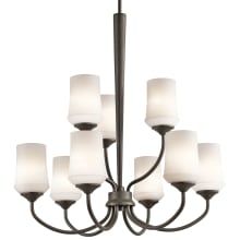 Aubrey 9 Light 29" Wide LED Chandelier with Satin Etched Cased Opal Shades