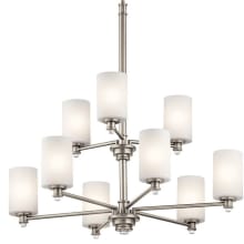 Joelson 9 Light 32" LED Chandelier with Satin Etched Cased Opal Shades