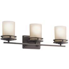 Hendrik 3 Light 24" Wide Vanity Light Bathroom Fixture with Satin Etched Glass Shades