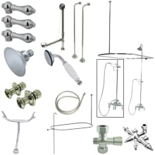 Vintage Leg Tub Kit with Faucet Body, Metal Lever Handles, Personal Hand Shower, Shower Ring, Shower Head, Drain and Overflow