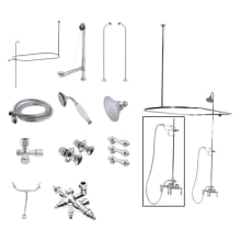 Vintage Leg Tub Kit with Faucet Body, Metal Lever Handles, Personal Hand Shower, Shower Ring, Shower Head, Drain and Overflow