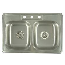 Studio 20 Gauge 33" Double Basin Drop-In Stainless Steel Kitchen Sink