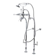 Vintage Floor Mounted Clawfoot Tub Filler Package with Built-In Diverter - Includes Hand Shower