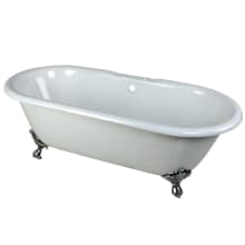 Aqua Eden 66" Clawfoot Cast Iron Soaking Tub with Center Drain, and Overflow