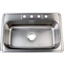 Gourmetier 20 Gauge Drop In Single Basin Stainless Steel Kitchen Sink with 4 Faucet Holes