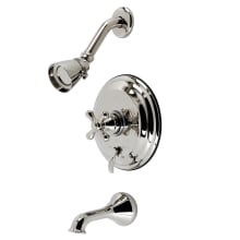 Restoration Tub and Shower Trim with Single Function Shower Head and Metal Cross Handle