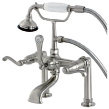 Royal Deck Mounted Clawfoot Tub Filler Trim with Lever Handles and Integrated Diverter - Handshower Included