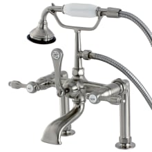 Tudor Deck Mounted Clawfoot Tub Filler Trim with Lever Handles and Integrated Diverter - Handshower Included