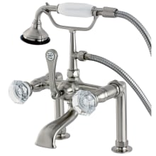 Celebrity Deck Mounted Clawfoot Tub Filler Trim with Knob Handles and Integrated Diverter - Handshower Included