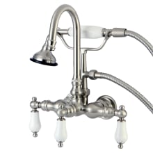 Aqua Vintage Wall Mounted Clawfoot Tub Filler with Built-In Diverter – Includes Hand Shower