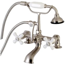 Vintage Deck Mounted Clawfoot Tub Filler with Built-In Diverter - Includes Hand Shower