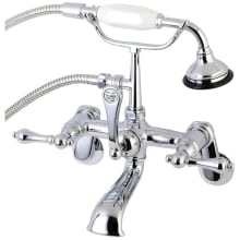 Aqua Vintage Wall Mounted Clawfoot Tub Filler with Built-In Diverter - Includes Hand Shower