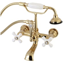 Vintage Wall Mounted Clawfoot Tub Filler with Built-In Diverter - Includes Hand Shower