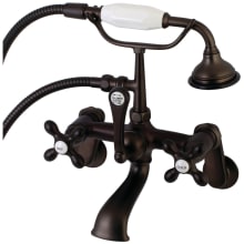 Aqua Vintage Wall Mounted Clawfoot Tub Filler with Built-In Diverter - Includes Hand Shower