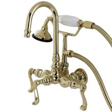 Royal Wall Mounted Clawfoot Tub Filler Trim with Lever Handles and Integrated Diverter - Handshower Included