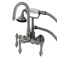 Aqua Vintage Wall Mounted Clawfoot Tub Filler with Built-In Diverter – Includes Hand Shower