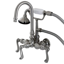 Royal Wall Mounted Clawfoot Tub Filler Trim with Lever Handles and Integrated Diverter - Handshower Included
