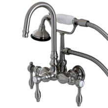 Tudor Wall Mounted Clawfoot Tub Filler Trim with Lever Handles and Integrated Diverter - Handshower Included