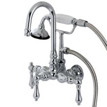 Aqua Vintage Wall Mounted Clawfoot Tub Filler with Metal Lever Handles - Includes Personal Hand Shower