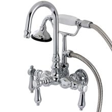 Bel Air Wall Mounted Clawfoot Tub Filler Trim with Lever Handles and Integrated Diverter - Handshower Included