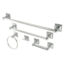 Serano 5 Piece Bathroom Package with (1) 18" and (1) 24" Towel Bar, Robe Hook, Towel Ring, Toilet Paper Holder