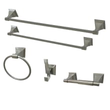 Monarch 5 Piece Bathroom Package with (1) 18" and (1) 24" Towel Bar, Robe Hook, Towel Ring, Toilet Paper Holder
