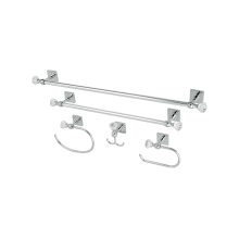 Celebrity 5 Piece Bathroom Package with (1) 18" and (1) 24" Towel Bar, Robe Hook, Towel Ring, Toilet Paper Holder