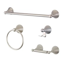 Governor 4 Piece Bathroom Package with 24" Towel Bar, Robe Hook, Towel Ring, Toilet Paper Holder