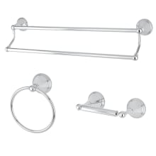 Governor 3 Piece Bathroom Package with 24" Towel Bar, Towel Ring, Toilet Paper Holder