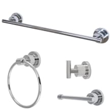 Concord 4 Piece Bathroom Package with 24" Towel Bar, Robe Hook, Towel Ring, Toilet Paper Holder