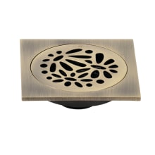 Watercourse 4" Wide Floral Square Shower Drain