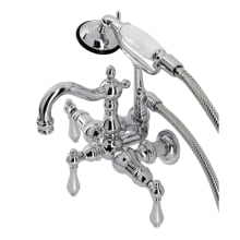 Heritage Wall Mounted Clawfoot Tub Filler with Built-In Diverter – Includes Hand Shower