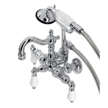 Heritage Wall Mounted Clawfoot Tub Filler with Built-In Diverter – Includes Hand Shower